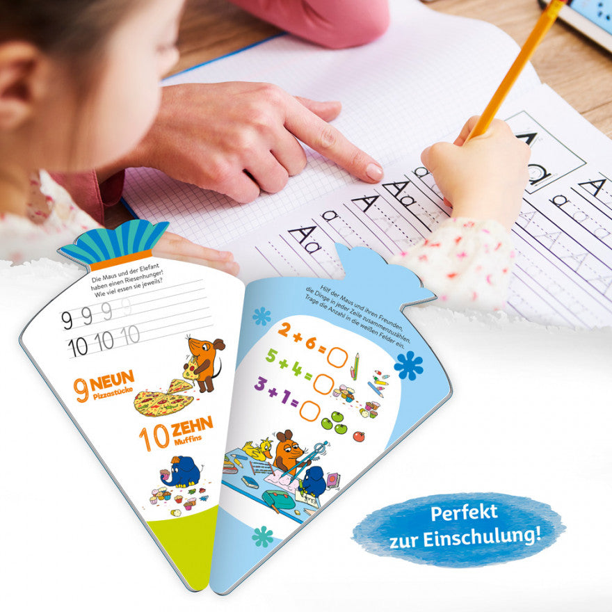 Schulstartbuch Die Maus: Übungsbuch mit Schleife in Form einer Schultüte