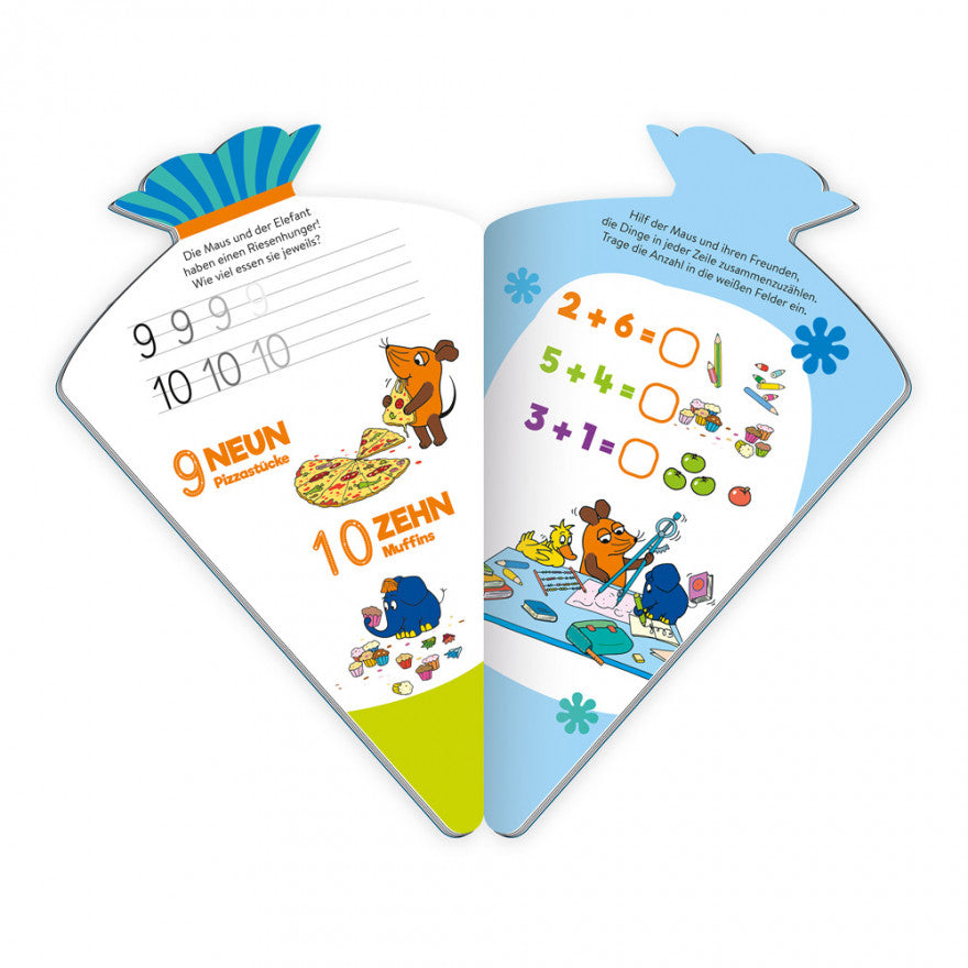 Schulstartbuch Die Maus: Übungsbuch mit Schleife in Form einer Schultüte