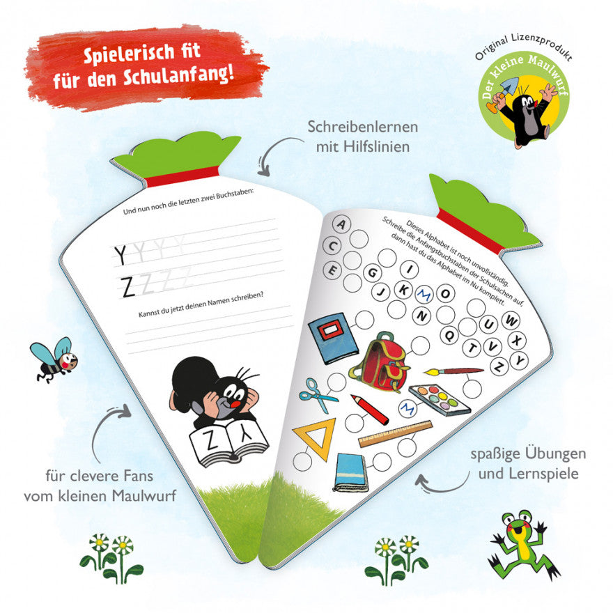 Schulstartbuch Der kleine Maulwurf: Übungsbuch mit Schleife in Form einer Schultüte