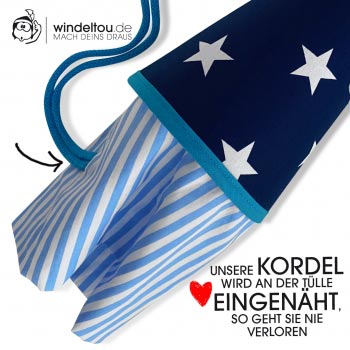 Tülle mit blauweißen Streifen für Stoffschultüte
