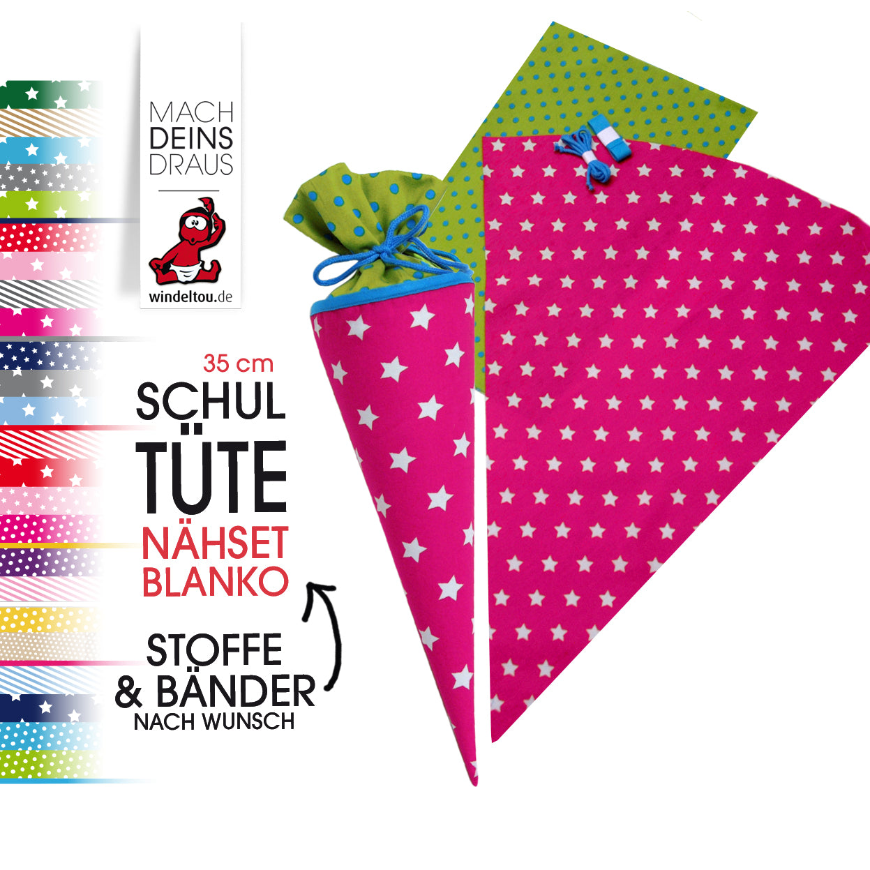 Nähset für Geschwisterschultüte 35 cm