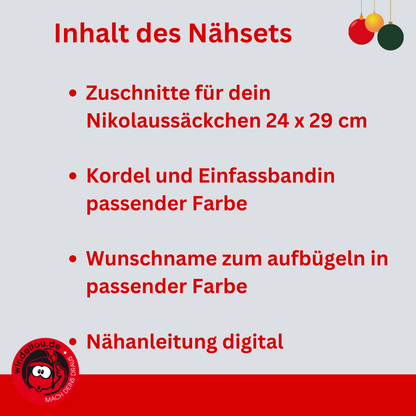 Inhalt des Nähsets für Adventskalender